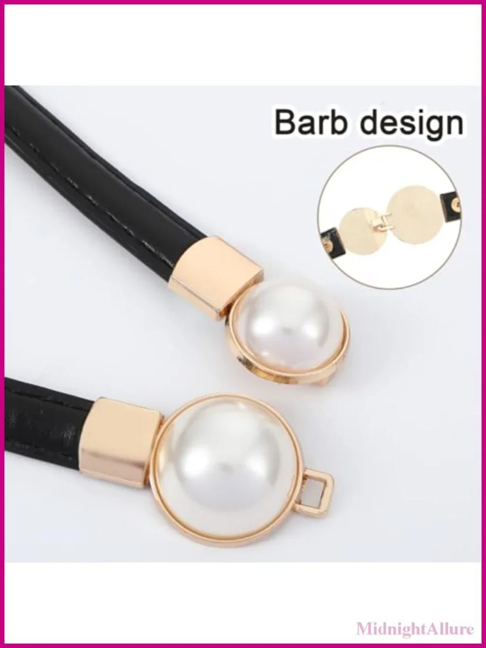 Thin PU Leather Pearl Buckle Skinny Waist Belt for Dress